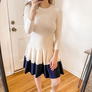 Alexander McQueen Color Block Knit Fit n Flare Mini Dress